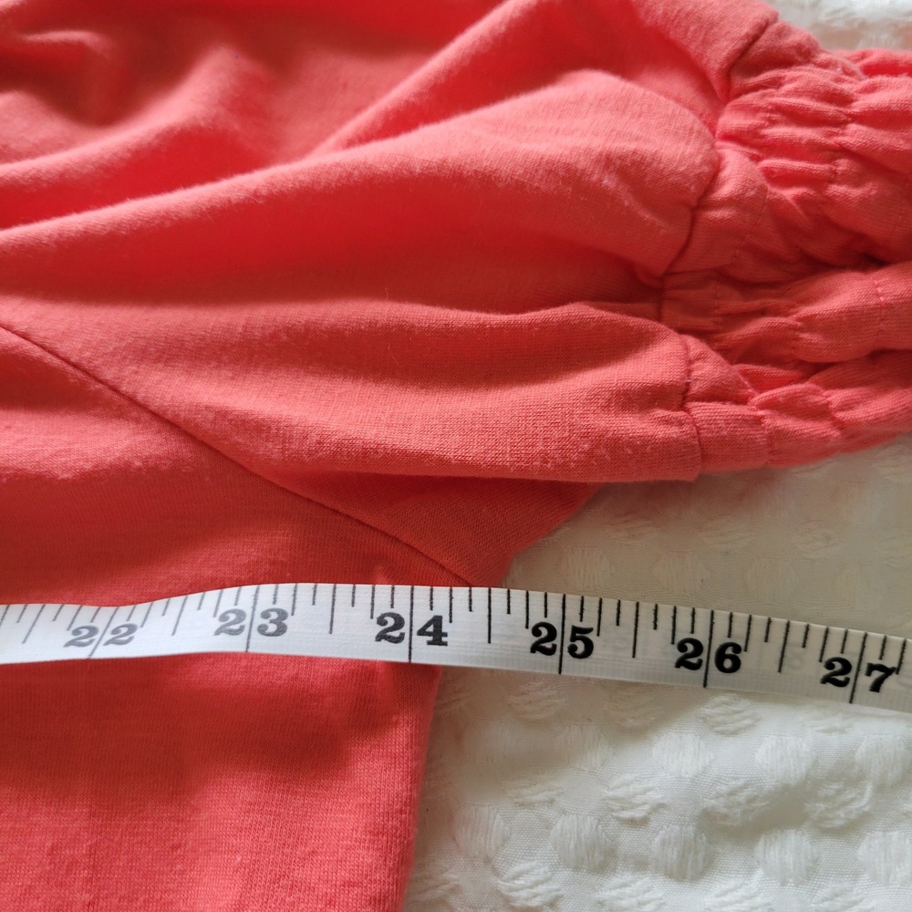 Notations Coral Pink Off The Shoulder Bell Sleeve Festival Peasant Womens Large - Picture 8 of 10
